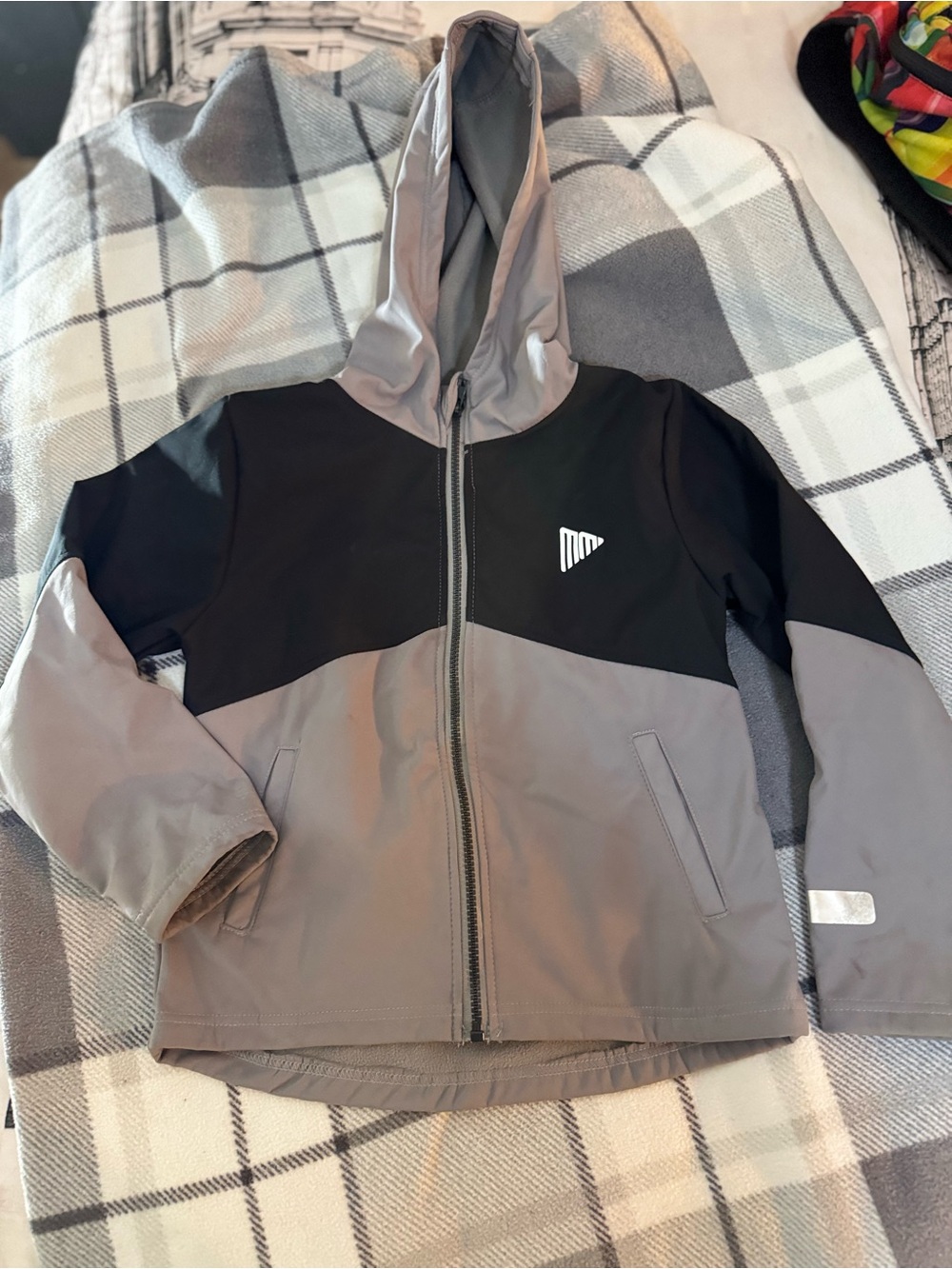 Kids Grey & Black Hooded Jacket